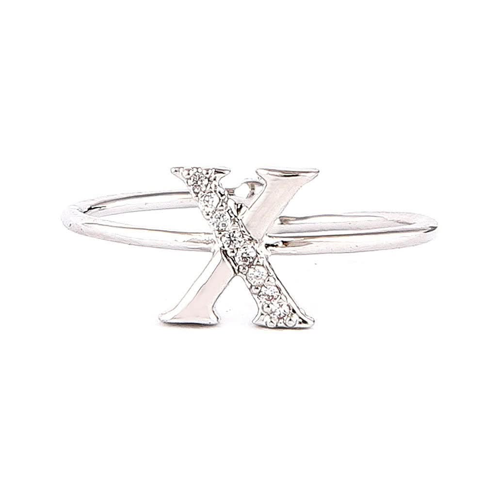 Women's Alphabet Finger Ring - Silver -  Silver - test-store-for-chase-value