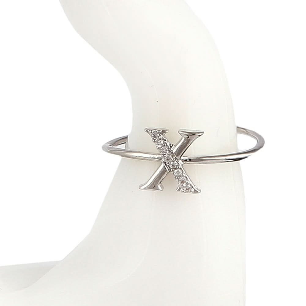 Women's Alphabet Finger Ring - Silver -  Silver - test-store-for-chase-value