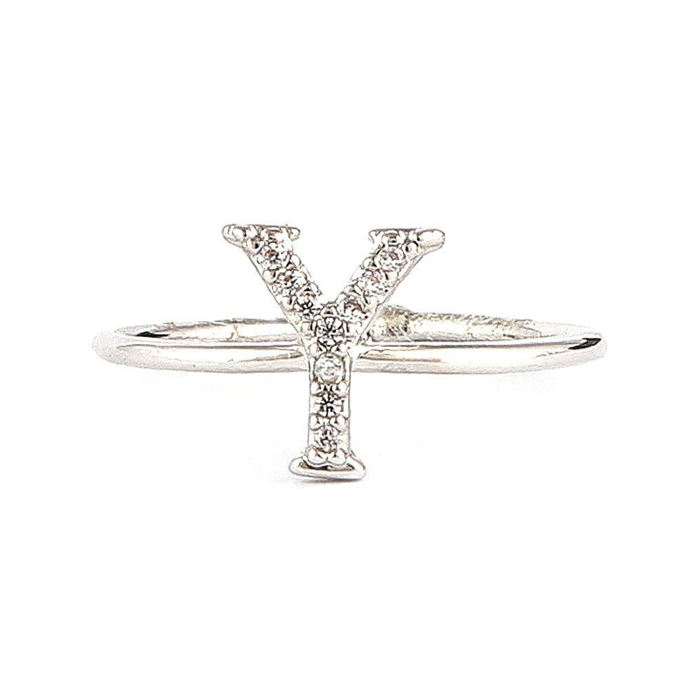 Women's Alphabet Finger Ring - Silver -  Silver - test-store-for-chase-value
