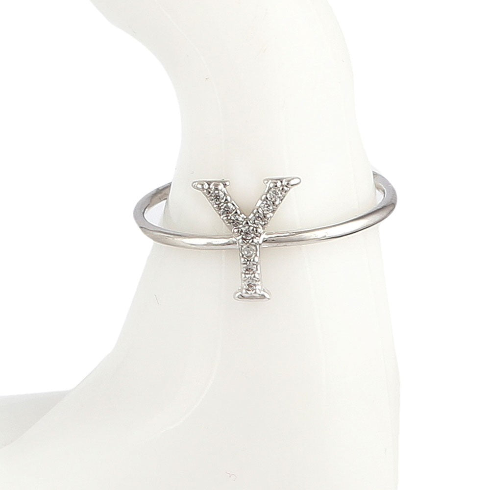 Women's Alphabet Finger Ring - Silver -  Silver - test-store-for-chase-value