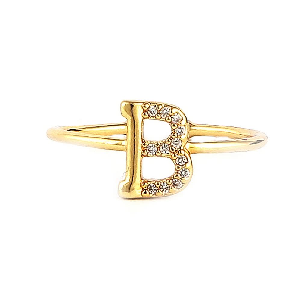 Women's Alphabet Finger Ring - Golden -  Golden - test-store-for-chase-value