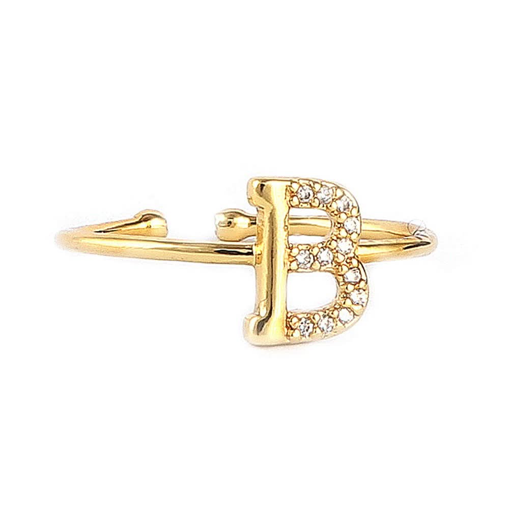 Women's Alphabet Finger Ring - Golden -  Golden - test-store-for-chase-value