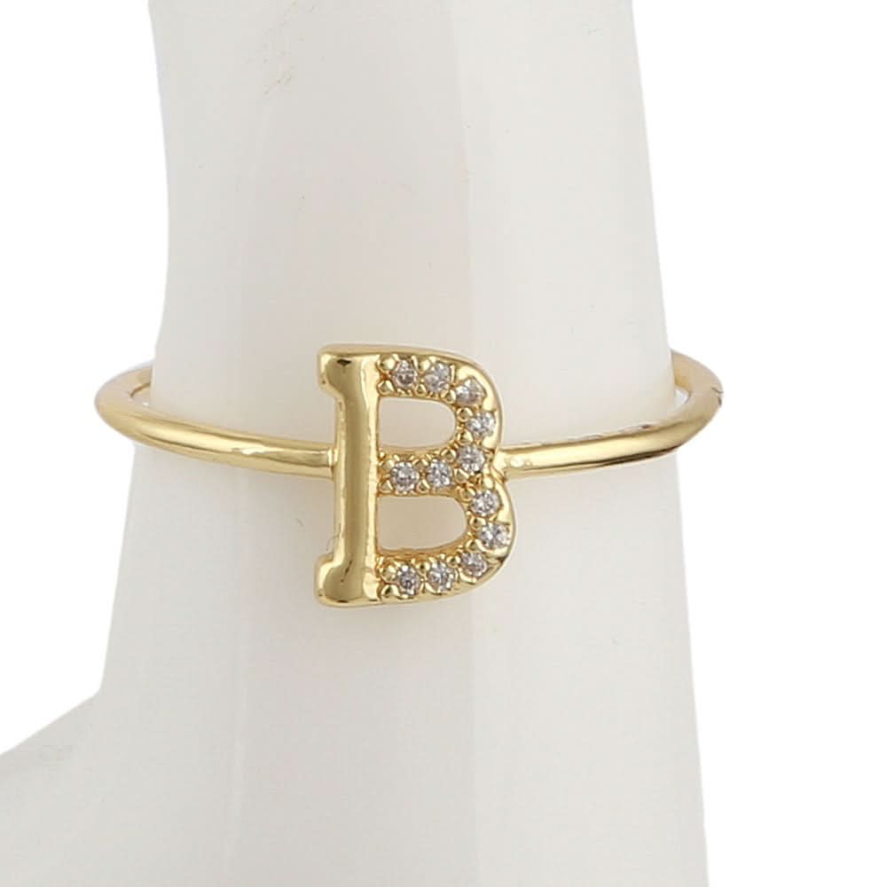 Women's Alphabet Finger Ring - Golden -  Golden - test-store-for-chase-value