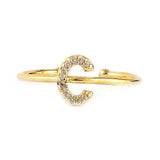 Women's Alphabet Finger Ring - Golden -  Golden - test-store-for-chase-value