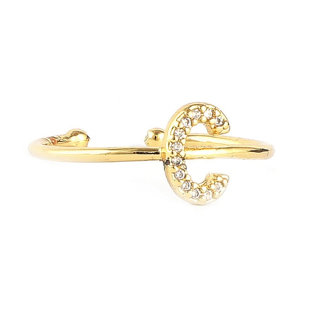 Women's Alphabet Finger Ring - Golden -  Golden - test-store-for-chase-value