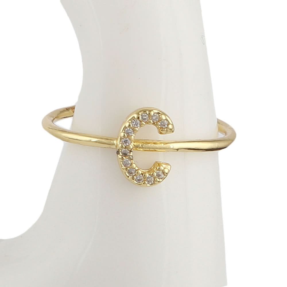 Women's Alphabet Finger Ring - Golden -  Golden - test-store-for-chase-value