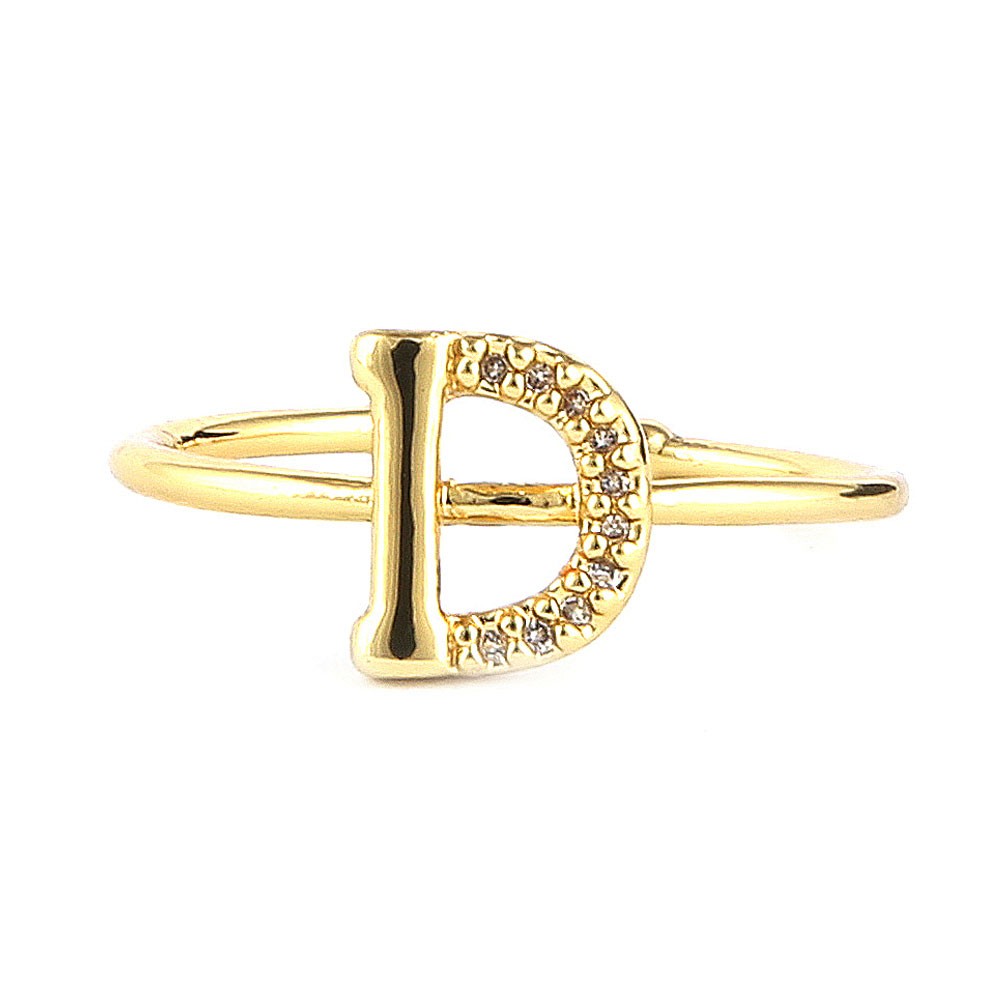 Women's Alphabet Finger Ring - Golden -  Golden - test-store-for-chase-value