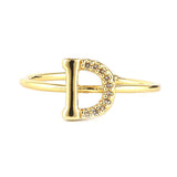 Women's Alphabet Finger Ring - Golden -  Golden - test-store-for-chase-value