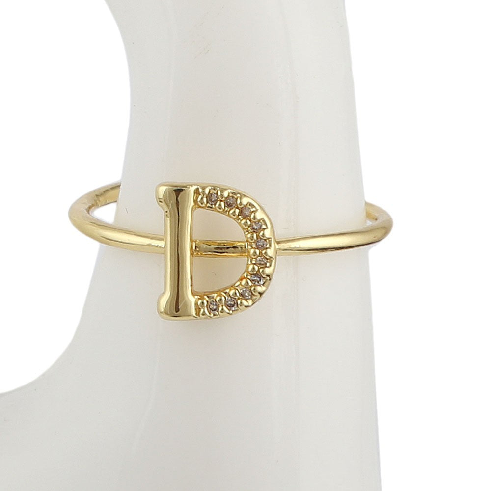 Women's Alphabet Finger Ring - Golden -  Golden - test-store-for-chase-value