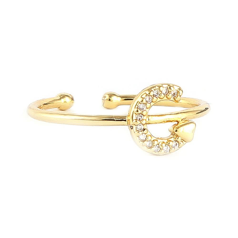 Women's Alphabet Finger Ring - Golden -  Golden - test-store-for-chase-value