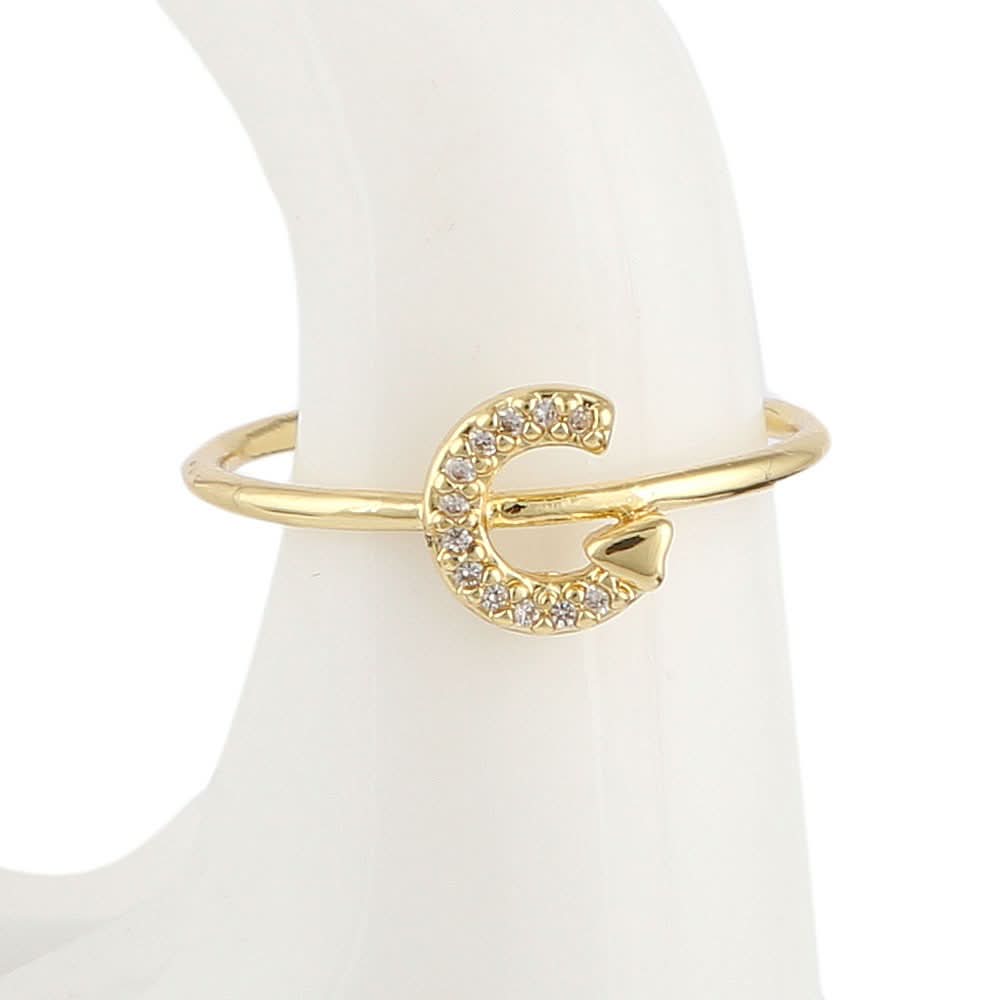 Women's Alphabet Finger Ring - Golden -  Golden - test-store-for-chase-value