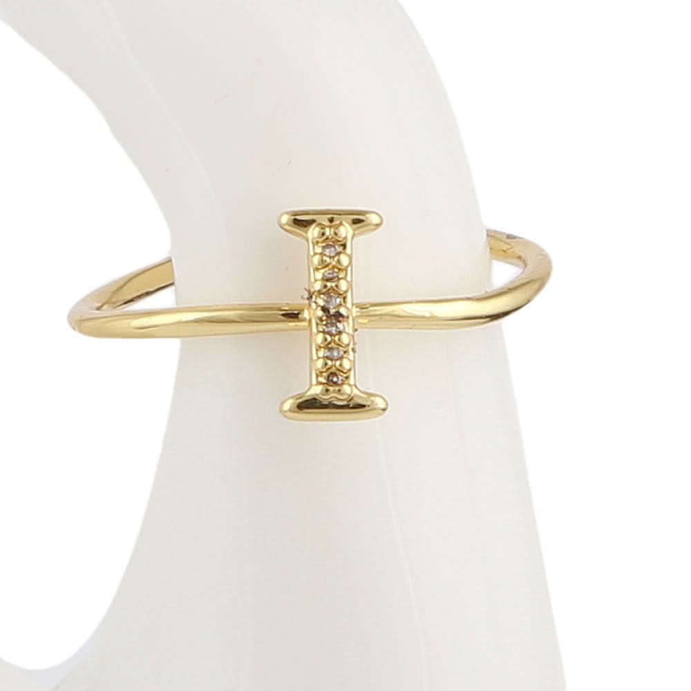 Women's Alphabet Finger Ring - Golden -  Golden - test-store-for-chase-value