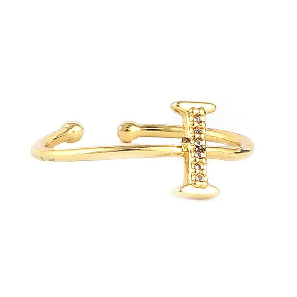Women's Alphabet Finger Ring - Golden -  Golden - test-store-for-chase-value