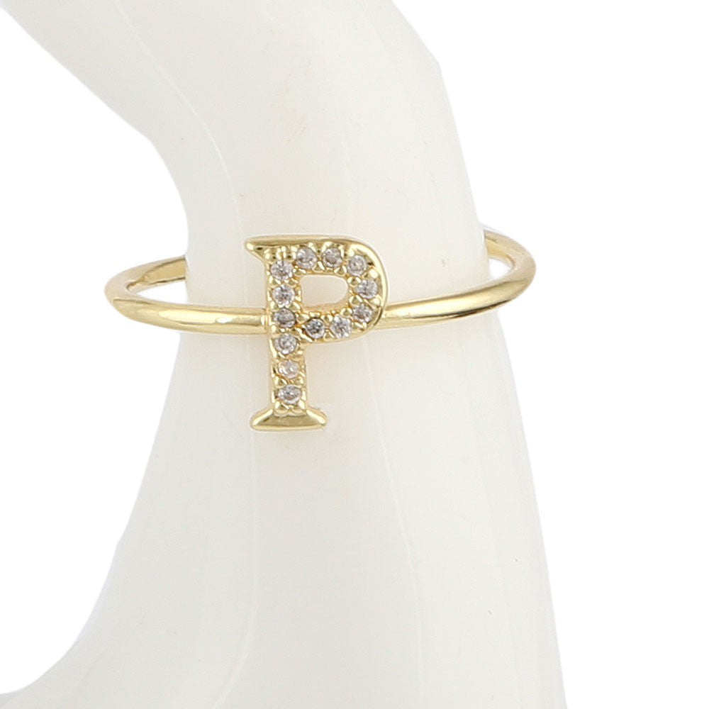 Women's Alphabet Finger Ring - Golden -  Golden - test-store-for-chase-value