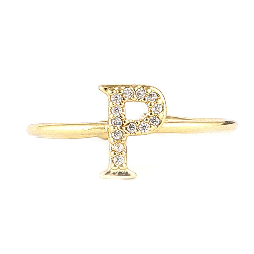 Women's Alphabet Finger Ring - Golden -  Golden - test-store-for-chase-value