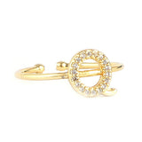 Women's Alphabet Finger Ring - Golden -  Golden - test-store-for-chase-value
