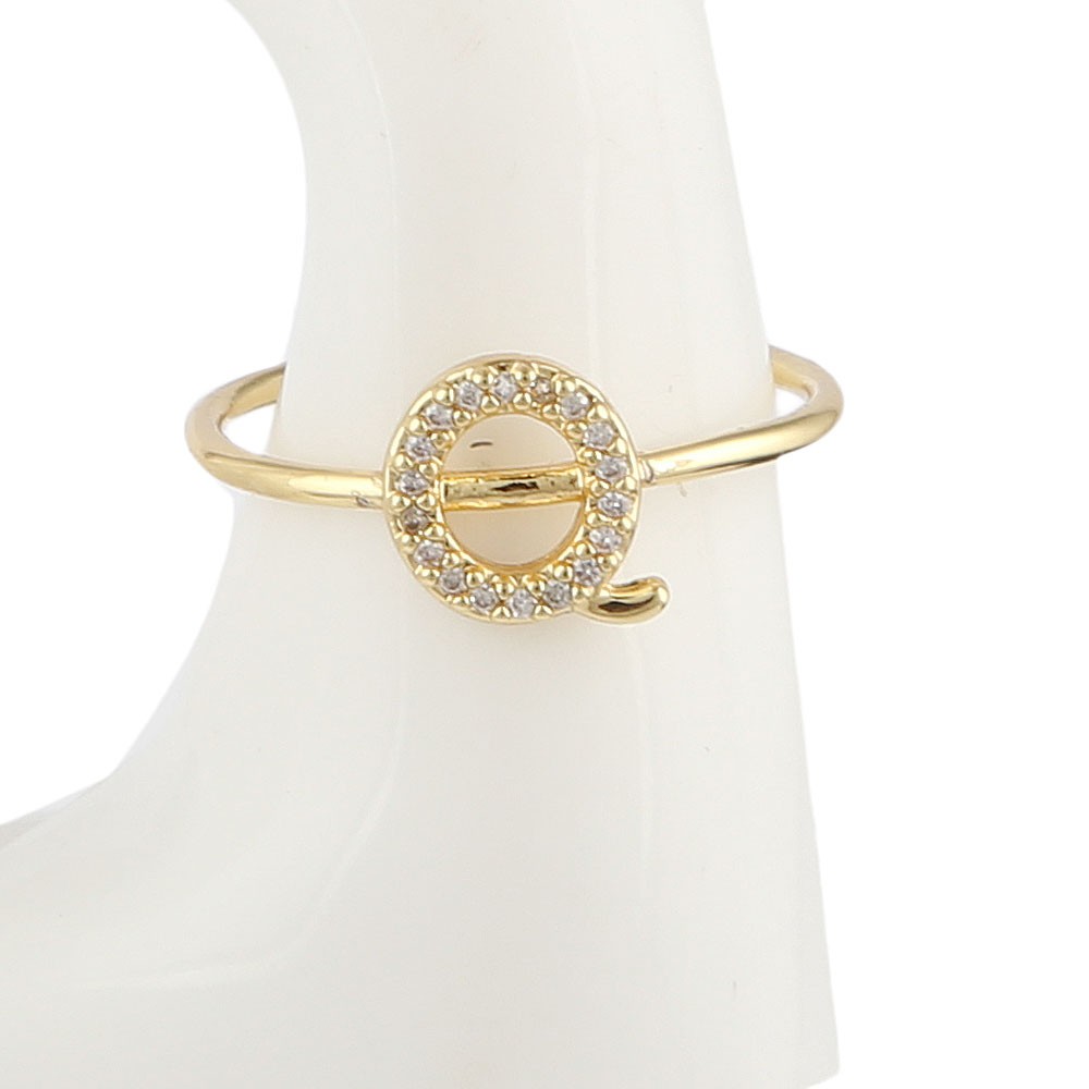Women's Alphabet Finger Ring - Golden -  Golden - test-store-for-chase-value