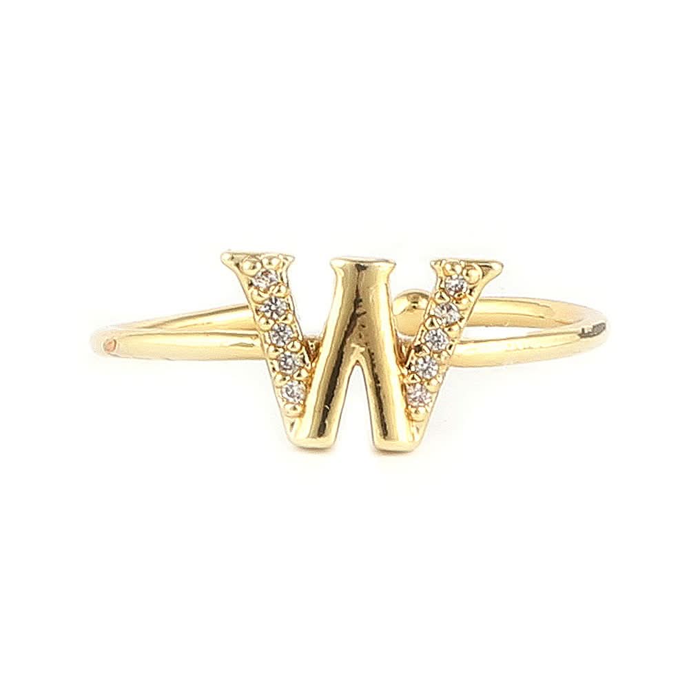 Women's Alphabet Finger Ring - Golden -  Golden - test-store-for-chase-value