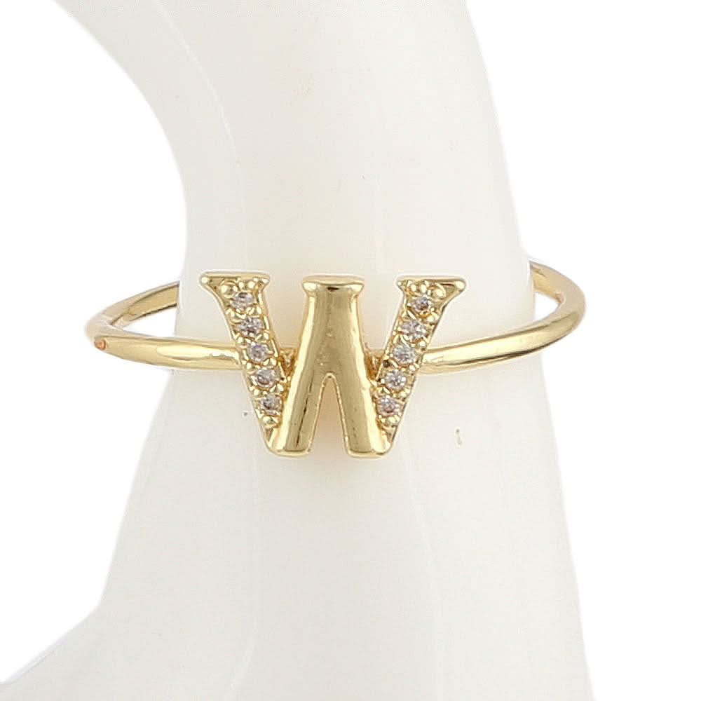 Women's Alphabet Finger Ring - Golden -  Golden - test-store-for-chase-value