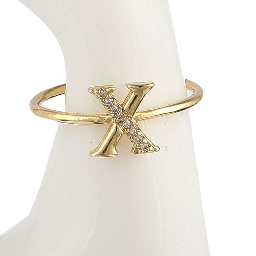 Women's Alphabet Finger Ring - Golden -  Golden - test-store-for-chase-value