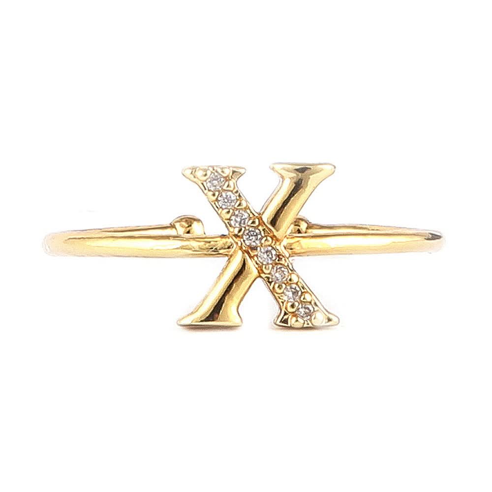 Women's Alphabet Finger Ring - Golden -  Golden - test-store-for-chase-value