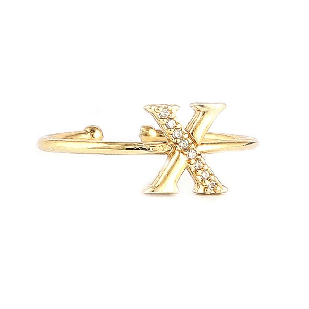 Women's Alphabet Finger Ring - Golden -  Golden - test-store-for-chase-value