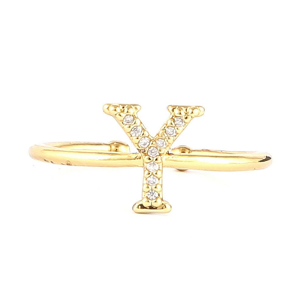 Women's Alphabet Finger Ring - Golden -  Golden - test-store-for-chase-value