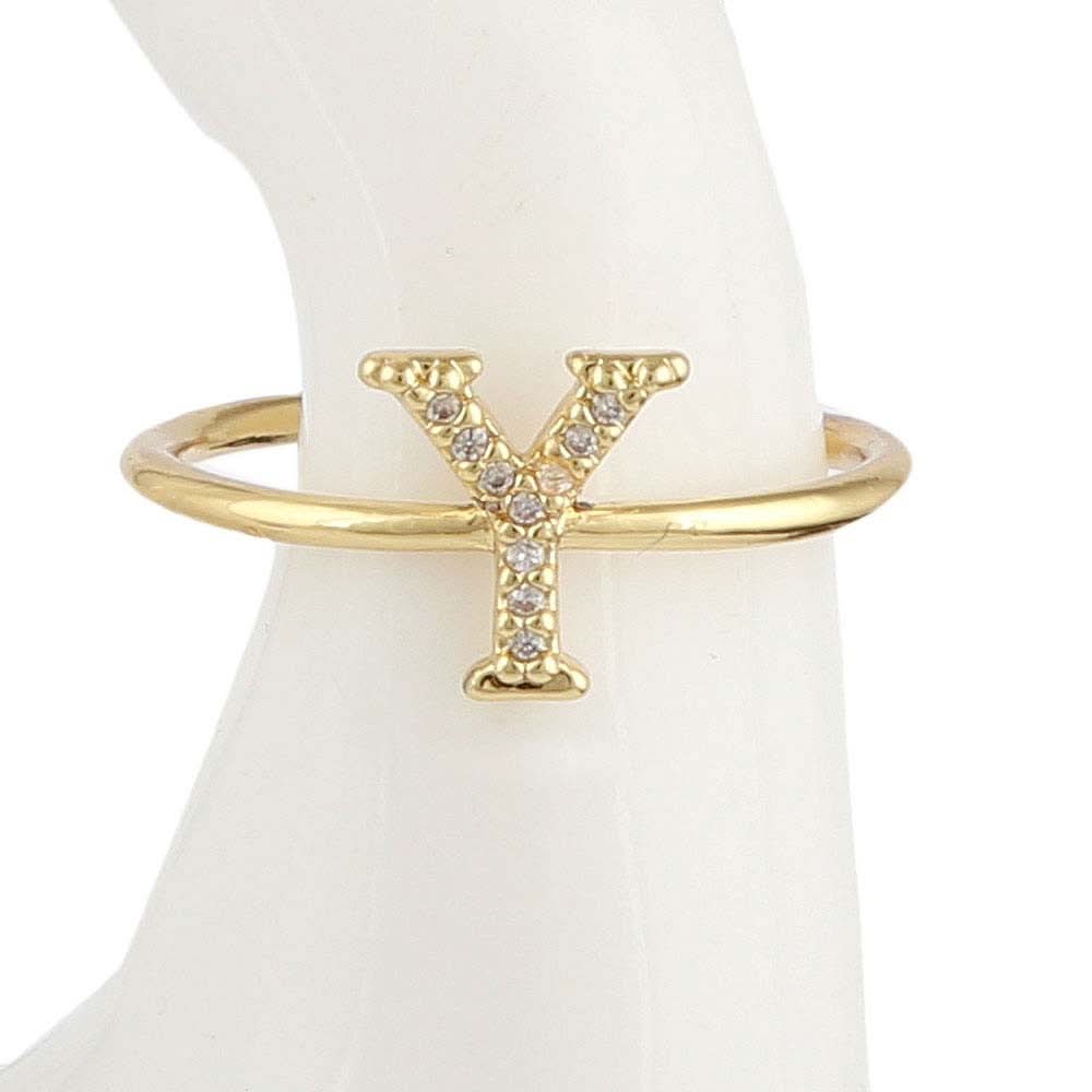Women's Alphabet Finger Ring - Golden -  Golden - test-store-for-chase-value