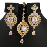 American Diamond Jewellery Set - White & Golden - test-store-for-chase-value
