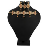American Diamond Jewellery Set - Peach & Golden - test-store-for-chase-value