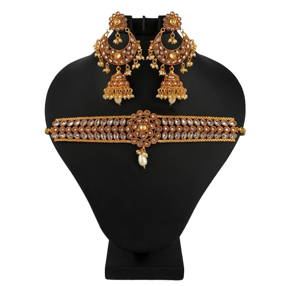 Polki Choker Jewellery Set - Golden - test-store-for-chase-value