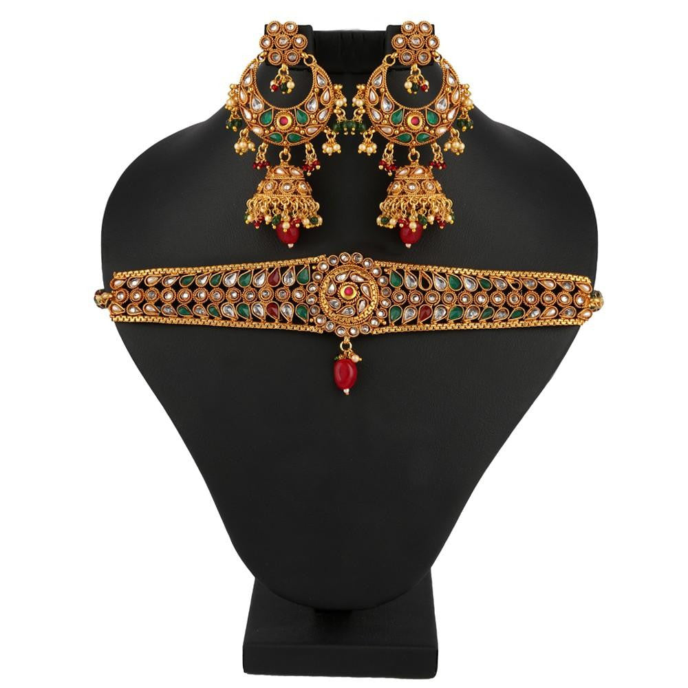 Polki Choker Jewellery Set - Multi - test-store-for-chase-value