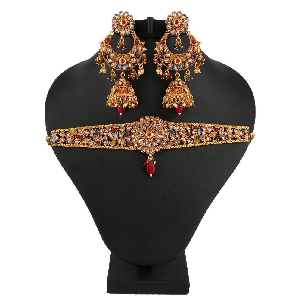Polki Choker Jewellery Set - Multi - test-store-for-chase-value
