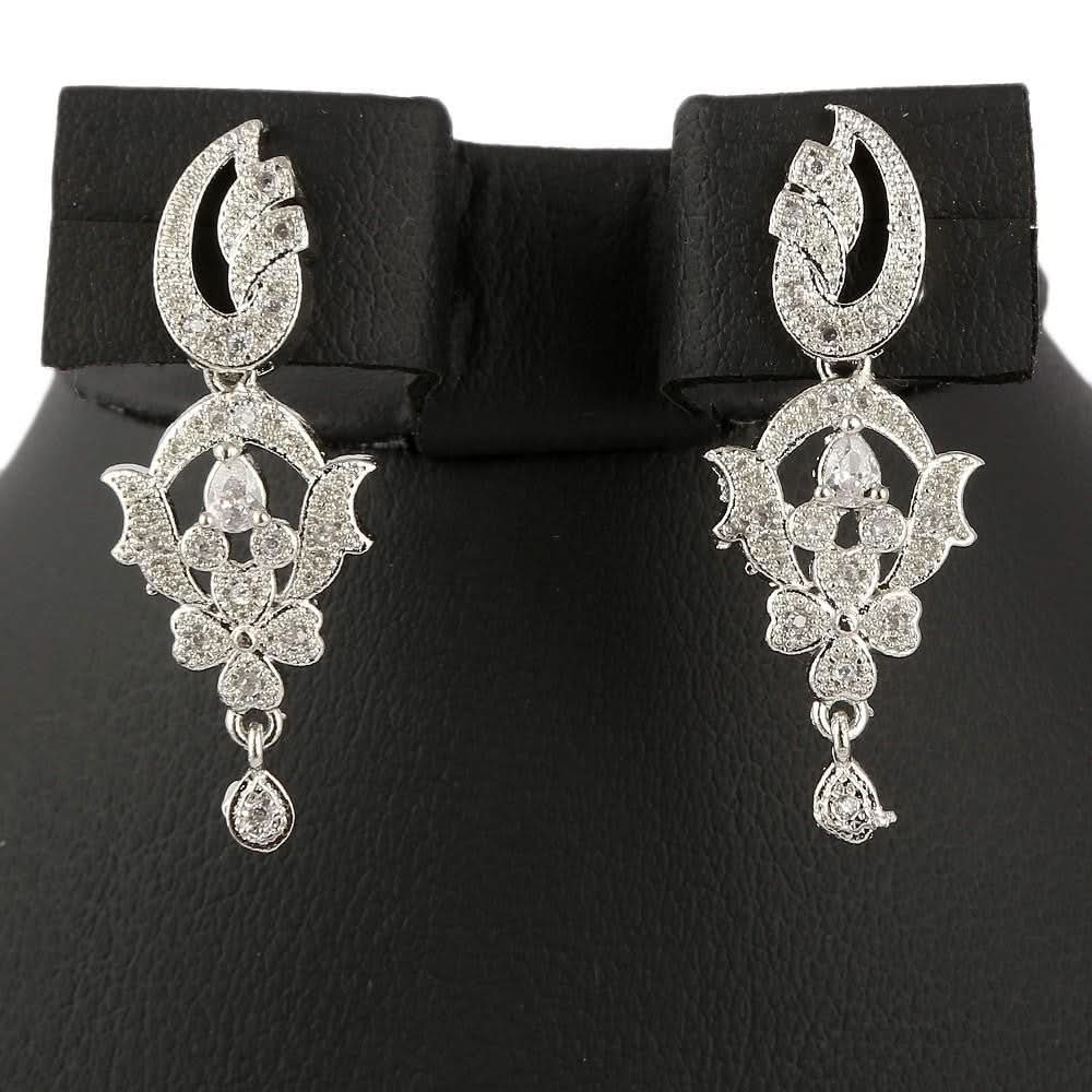 American Diamond Jewellery Set - Silver - test-store-for-chase-value