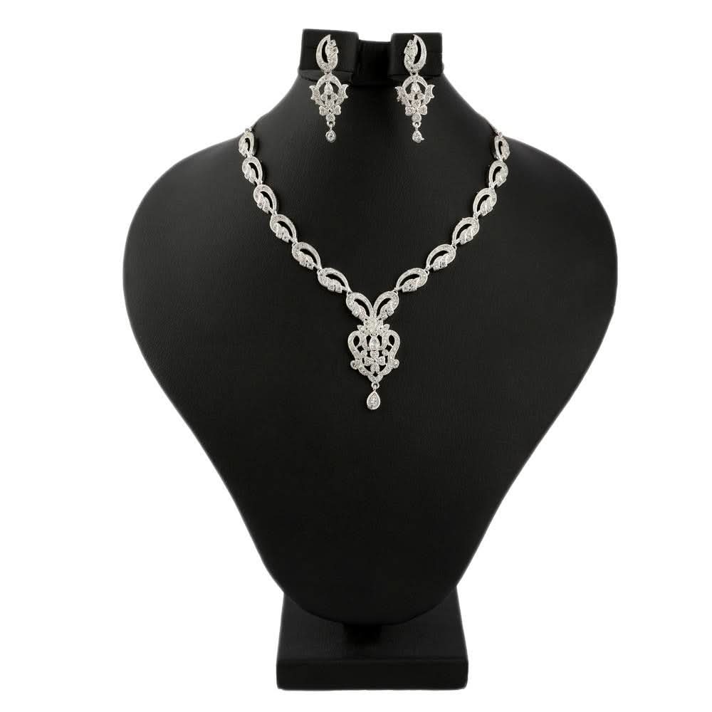 American Diamond Jewellery Set - Silver - test-store-for-chase-value
