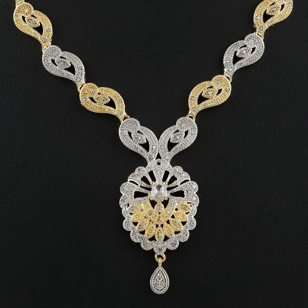 American Diamond Jewellery Set - Silver & Golden - test-store-for-chase-value