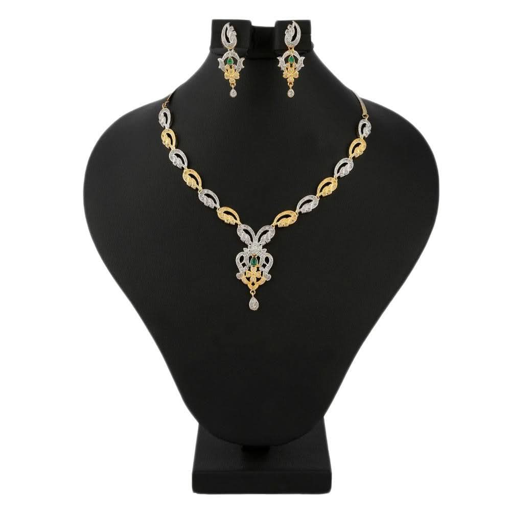 American Diamond Jewellery Set - Silver & Golden - test-store-for-chase-value