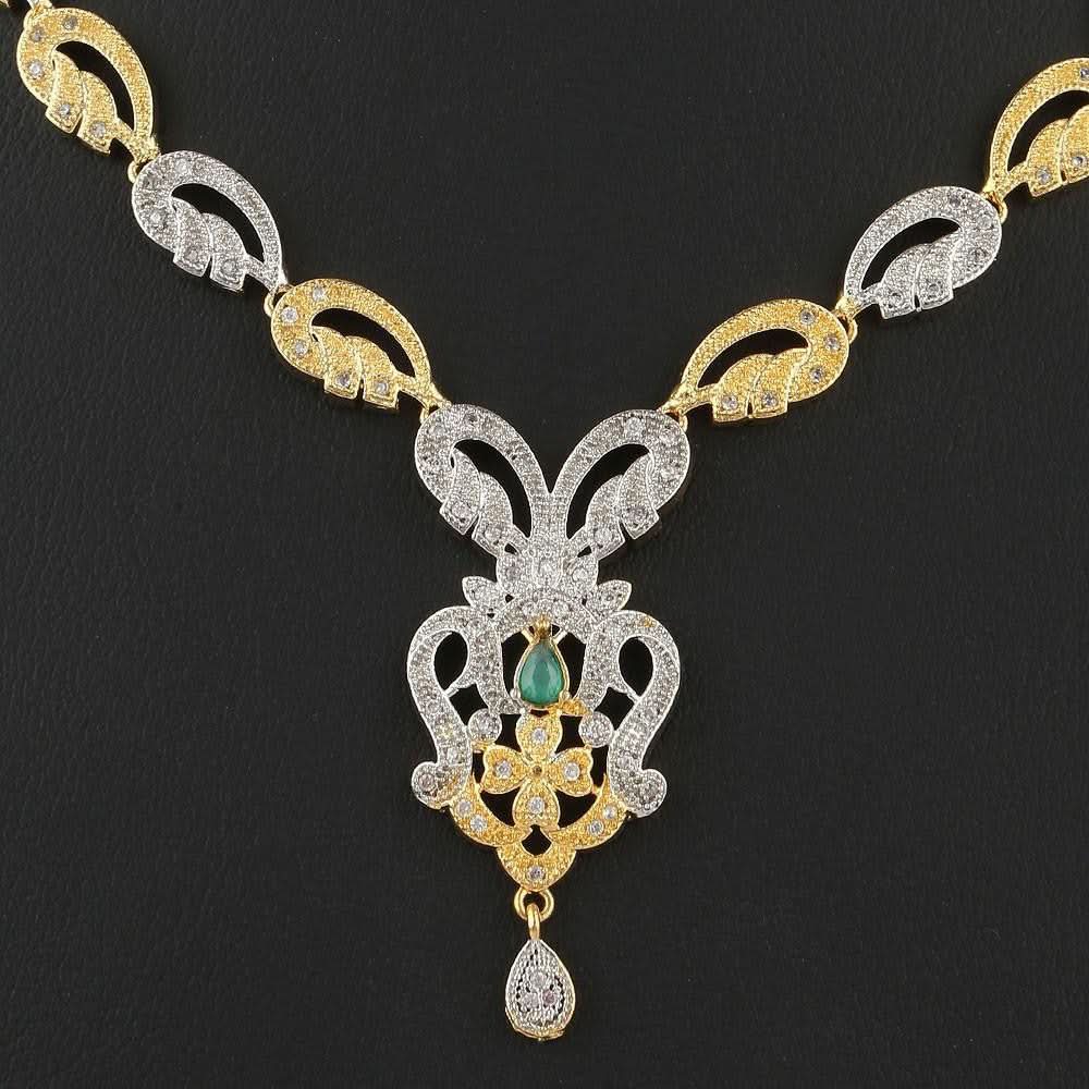 American Diamond Jewellery Set - Silver & Golden - test-store-for-chase-value