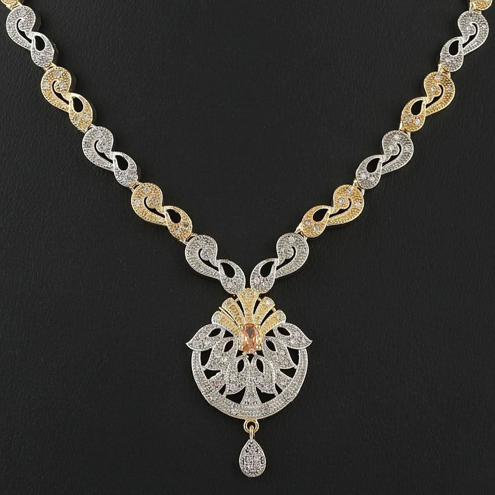 American Diamond Jewellery Set - Silver & Golden - test-store-for-chase-value