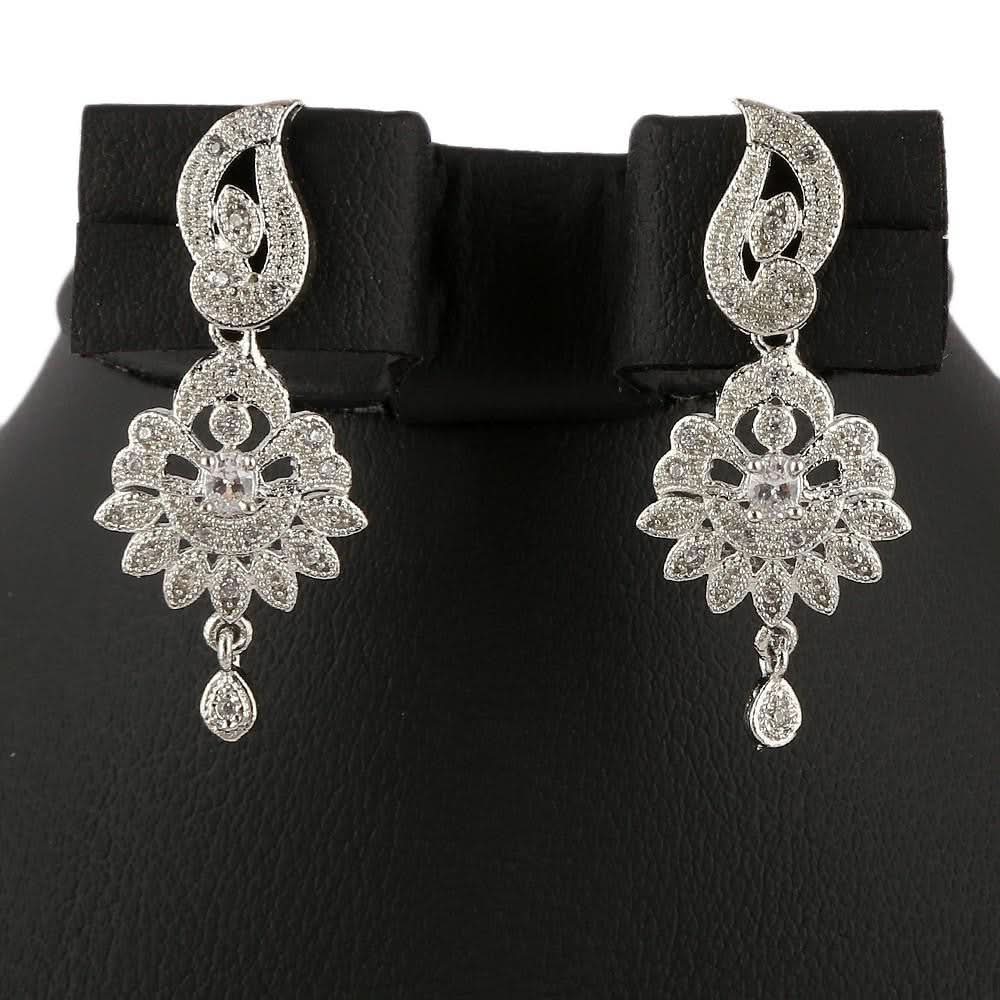 American Diamond Jewellery Set - Silver - test-store-for-chase-value