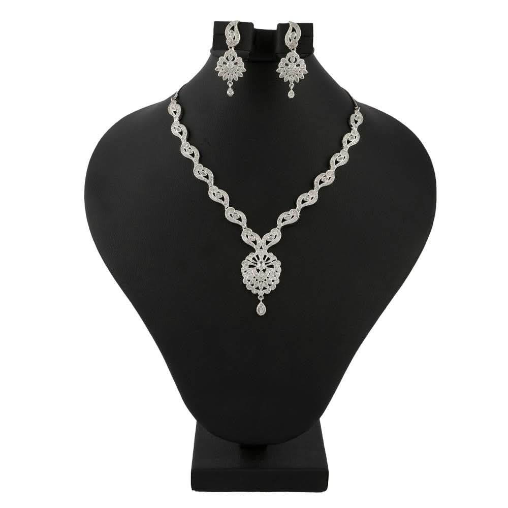 American Diamond Jewellery Set - Silver - test-store-for-chase-value
