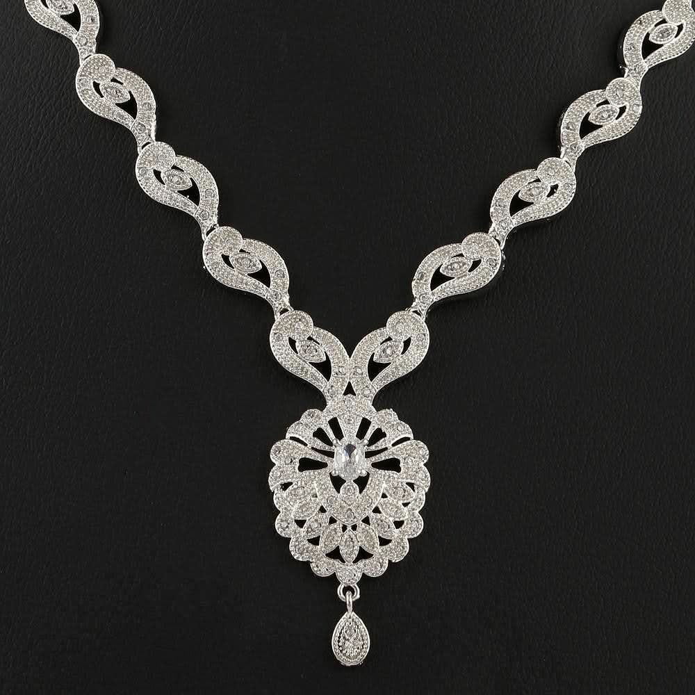 American Diamond Jewellery Set - Silver - test-store-for-chase-value