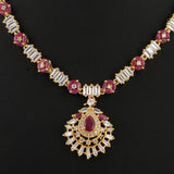American Diamond Jewellery Set - Red & Golden - test-store-for-chase-value