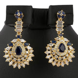 American Diamond Jewellery Set - Blue & Golden - test-store-for-chase-value
