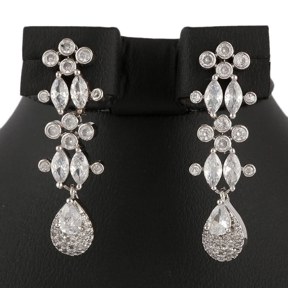 American Diamond Jewellery Set - Silver - test-store-for-chase-value