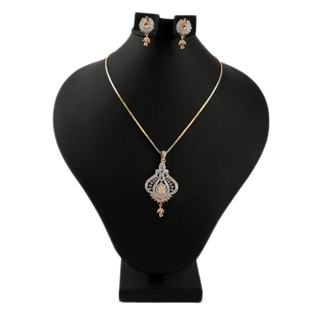 American Diamond Locket Set - Golden & Silver - test-store-for-chase-value