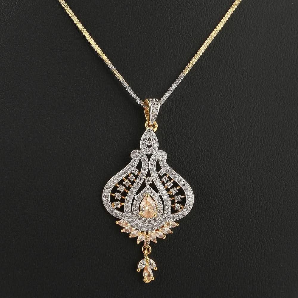 American Diamond Locket Set - Golden & Silver - test-store-for-chase-value