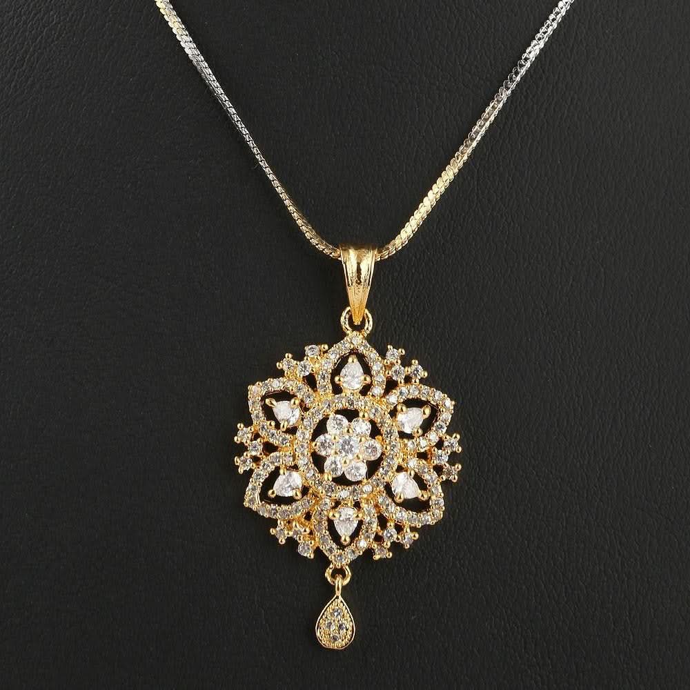 American Diamond Locket Set - Golden & Silver - test-store-for-chase-value