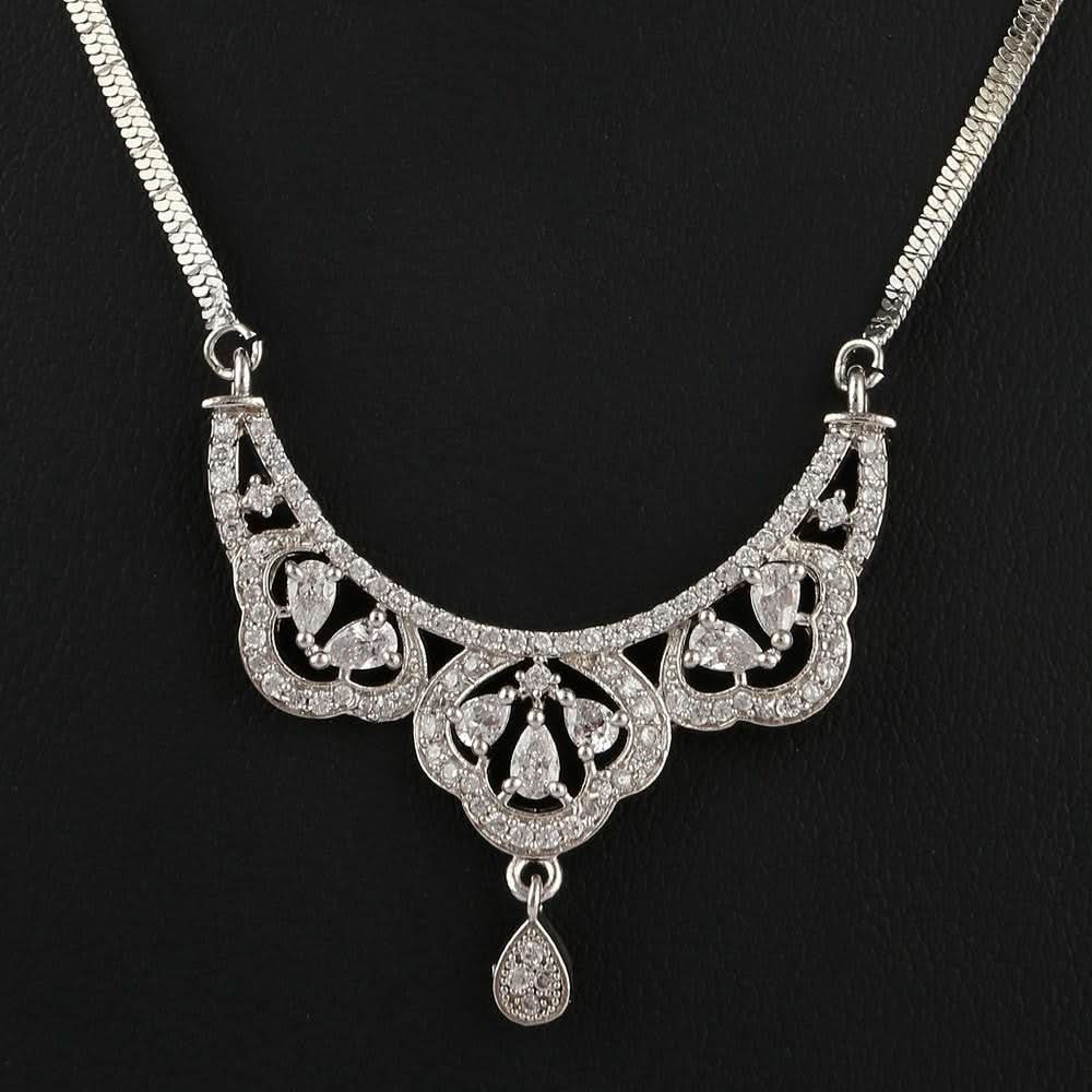 American Diamond Locket Set - Silver - test-store-for-chase-value
