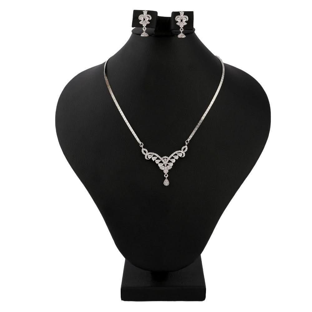 American Diamond Locket Set - Silver - test-store-for-chase-value